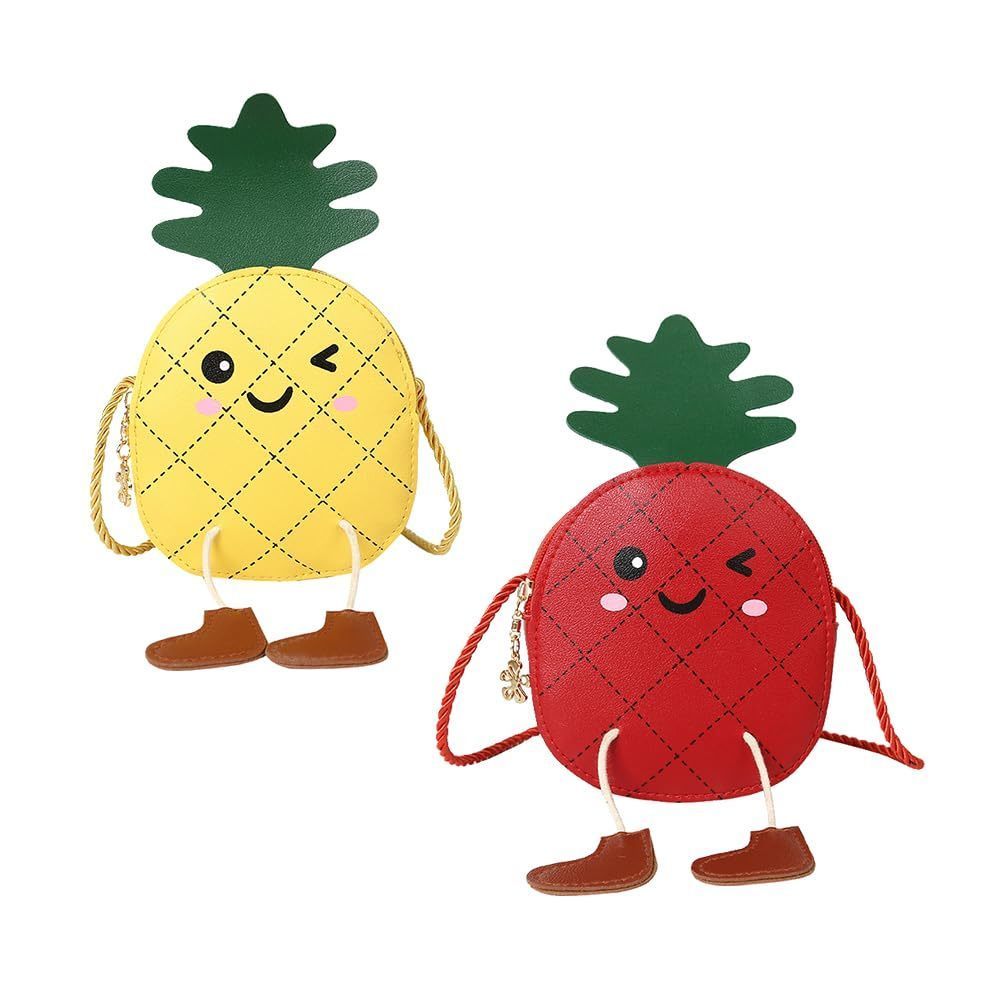 2Pc Cute Pineale Crossbody Bag, Fashion Cartoon Shoulder Bag, Accessories :)